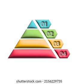 Pyramid Infographic 3D. Triangle Hierarchy Data Segments. Business Illustration Isolated On White.