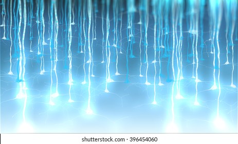 Pyramidal Neurons Of The Cerebral Cortex (3d Render)