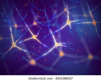 Pyramidal neurons, also known as pyramidal cells, are found in the cerebral cortex, hippocampus and the amygdala, 3d illustration. Synaptic plasticity is the ability of neurons to change its function