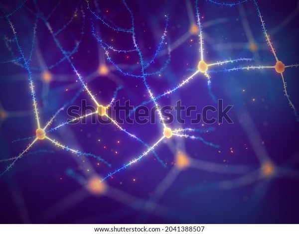 Pyramidal neurons, also known as pyramidal\
cells, are found in the cerebral cortex, hippocampus and the\
amygdala, 3d illustration. Synaptic plasticity is the ability of\
neurons to change its\
function