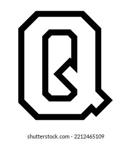 Q Letter Sports College Jersey Font On White Background. Isolated Illustration.