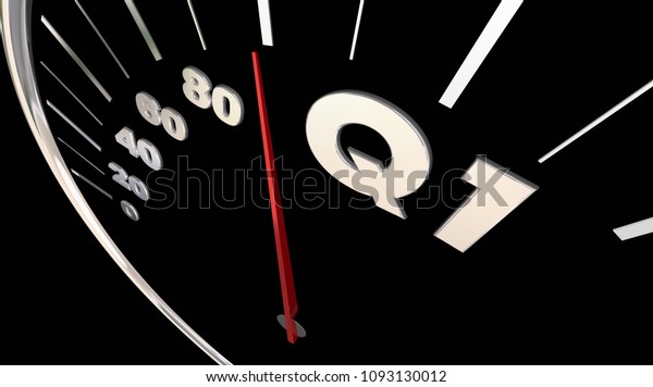Q1 First Quarter Budget Speedometer 3d\
Render Illustration