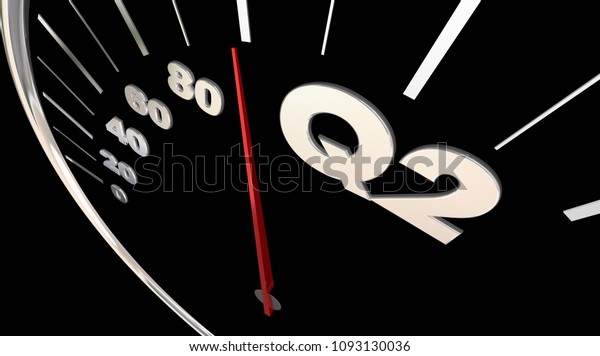 Q2 Second Quarter Budget Speedometer 3d\
Render Illustration