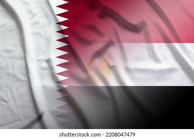 Qatar And Egypt State Flag International Contract EGY QAT Symbol Country Egypt Qatar Patriotism. 3d Image