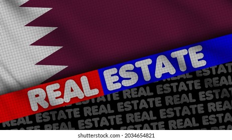 Qatar Wavy Fabric Flag, Real Estate Title, 3D Illustration