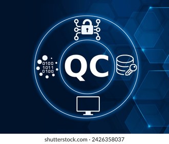 QC acronym, Quantum cryptography, method of encryption that uses the naturally occurring properties of quantum mechanics to secure and transmit data in a way that cannot be hacked.