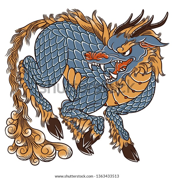 Qilin Kirin Japanese Mythological Creature Art Stock Illustration ...