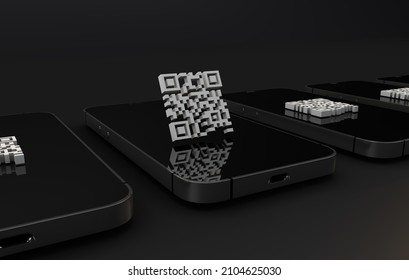 qr code and iPhone 13 pro max. 3d render