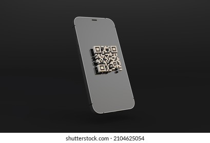 Qr Code With IPhone 13 Pro Digital Track And Trace Concept. 3d New Smartphone