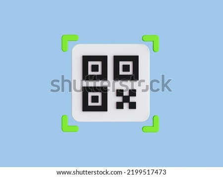 QR code scan to smartphone on blue background. Qr code for payment. Mobile phone scanning QR-code. Verification. 3d reder