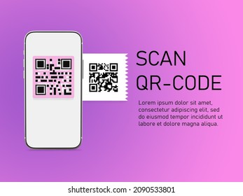 QR codes of coronavirus vaccination with placeholder. Lorem Ipsum placeholder near smartphone. Mobile phone with QR code on pink. Scan QR codes. Vaccination mark. Digital green pass. 3d image