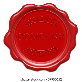 quality company - illustration red wax seal isolated on white background with word : company