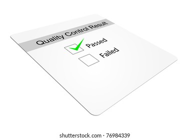Quality control tick-box with passed ticked