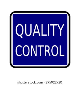 QUALITY CONTROL white stamp text on buleblack background