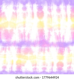 Quality genuine tie dye repeat pattern in summer pastel shades of yellow, peach, pink, and purple. Seamless repeating pattern. 
