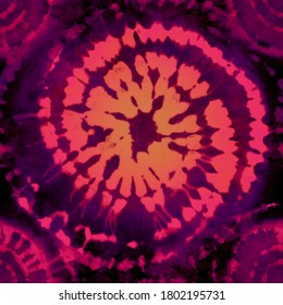 Quality genuine tie-dye repeat pattern in bright shades of pink, purple, orange and black. Seamless repeating pattern. 