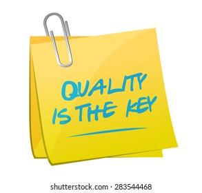 quality is the key memo post sign concept illustration design over white