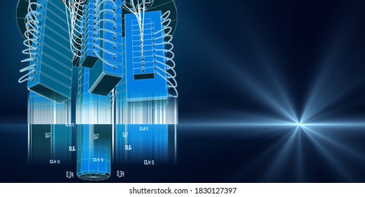 Quantum Computer. Abstract Physics Concept With Grid Quantum Computer. Big Data. Learning Artificial Intelligence Element. Cryptography Infographic.