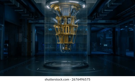 Quantum Computer in a Futuristic Lab, Showcasing Revolutionary Technology for Advanced Research in Quantum Computing and Ai, Driving Innovation in Computational Power and Scientific Breakthroughs.
