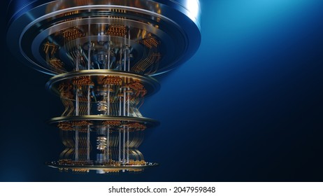 Quantum Computer On The Blue Background 3d Render