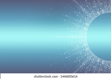 Quantum computer technology concept. Deep learning artificial intelligence. Big data algorithms visualization for business, science, technology. Waves flow, illustration