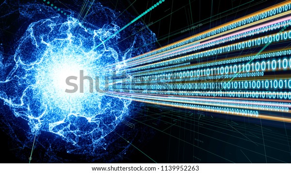 Quantum computing concept. Digital\
communication network. Technological\
abstract.