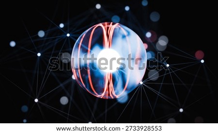 Quantum Computing Network Neural Connection Sphere Node Background. 3d rendering