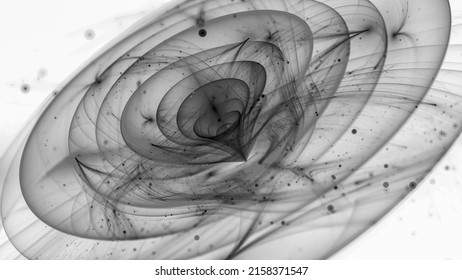 Quantum Waves In Space, Computer Generated Abstract Inverted Intensity Map, Black And White, 3D Rendering