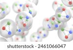 quarks subatomic particles 3d representation. Can be used to represent quantum physics particles, cern hadron collider or a particle accelerator fermion matter