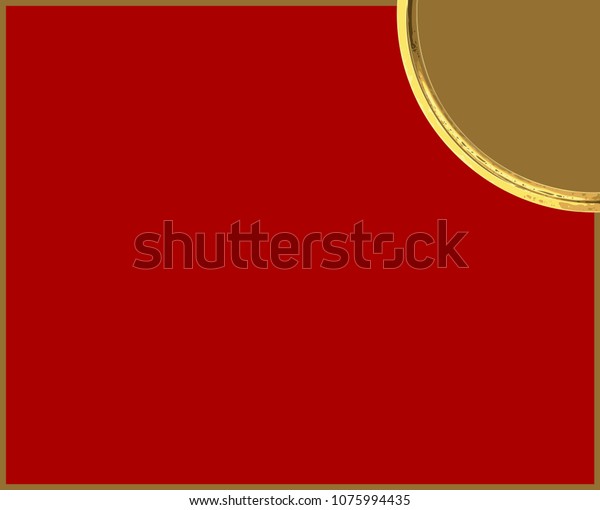 Quarter circular golden plate carpet  on vivid red
background 