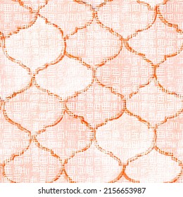 Quatrefoil Seamless Pattern. Crimson Red Geometric Morrocan Tile. Lattice Marrakesh Watercolor Design. Rhombus Majolica Background. Barbed Watercolour Trellis. Arabic Damask Print.