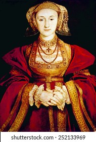 Queen Anne Of Cleves (1515-1557), Fourth Wife Of Henry VIII. Portrait By Hans Holbein The Younger, 1539.