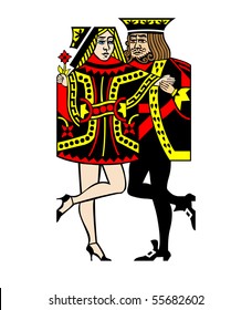 A Queen And King Of Cards Dancing Tango