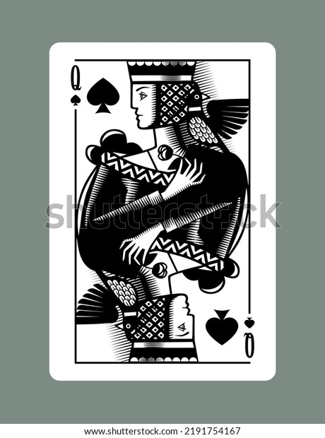 Queen Playing Card Spades Suit Vintage Stock Illustration 2191754167 ...