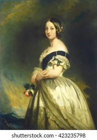 Queen Victoria, Franz Xaver Winterhalter Studio, 1843, German/English Painting, Oil On Canvas. Victoria Had Been Queen For Only Five Years When This Portrait Was Painted