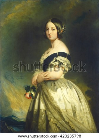 Queen Victoria, Franz Xaver Winterhalter studio, 1843, German/English painting, oil on canvas. Victoria had been Queen for only five years when this portrait was painted