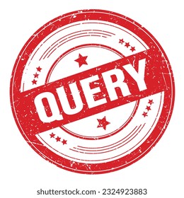 QUERY text on red round grungy texture stamp.