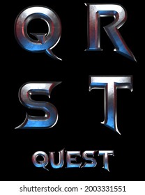 Quest Fantasy Metal Alphabet - 3D Illustration