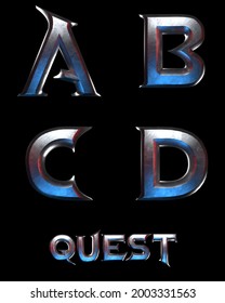 Quest Fantasy Metal Alphabet - 3D Illustration