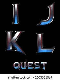 Quest Fantasy Metal Alphabet - 3D Illustration