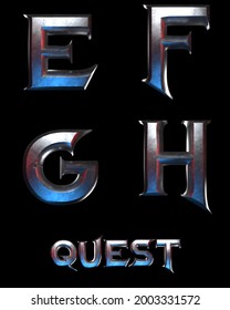 Quest Fantasy Metal Alphabet - 3D Illustration