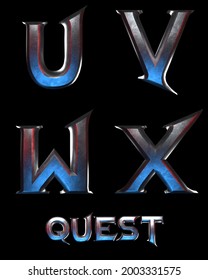 Quest Fantasy Metal Alphabet - 3D Illustration