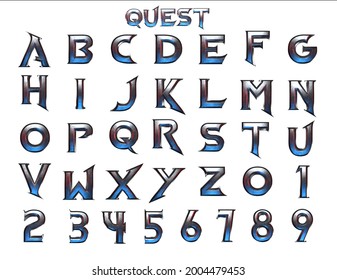 Quest Fantasy Metal Alphabet 3D Illustration