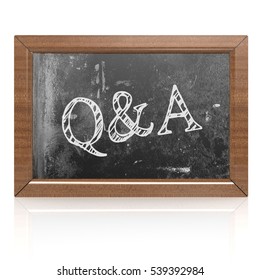 Question and answer written on blackboard, 3D rendering