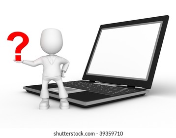 question and laptop