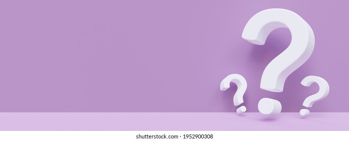 Question mark with bevel in front of soft  color wall background. Business support concept - 3D illustration , 3D Rendering