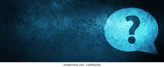 Question mark bubble icon isolated on special blue banner background abstract illustration