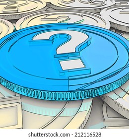 Question Mark Coin Showing Speculation About Finance