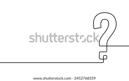 Question mark continuous one line. Hand drawn black quastion mark isolated on white background. Questionmark who, why? Hands drawing graphic element quiz uncertainty. Idea symbol. Illustration