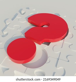 Question Mark Cut Out On A Puzzle Board. Quiz And Solving Mystery Concepts. 3D Rendering Illustration. 